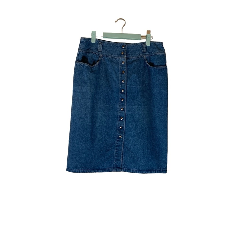 Zac Ltd Vintage Snap Button Down Denim Skirt Size 32